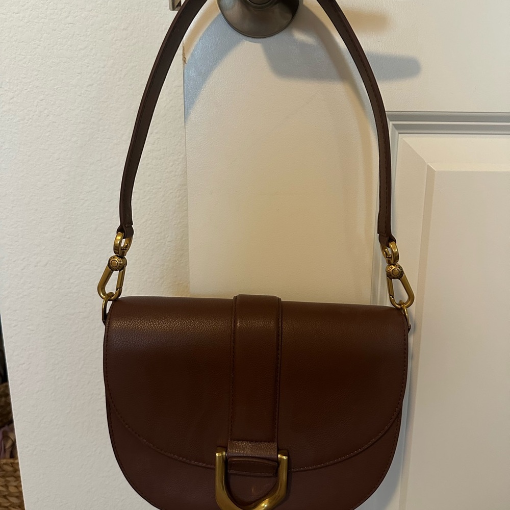 Charles & Keith Brown Shoulder Bag with Gold Buckle - Picture 2 of 9